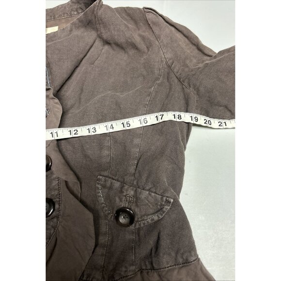 Anthropologie Cidra Women’s Linen Jacket Brown Size 10 Victorian Ruffle Peplum - Picture 4 of 6